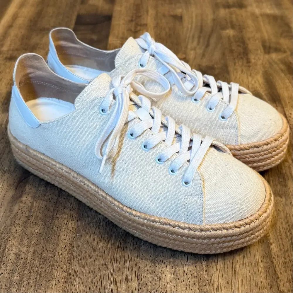 Schutz Clover Espadrille Platform Sneakers Lace Up Canvas Brazil Made Women 10B